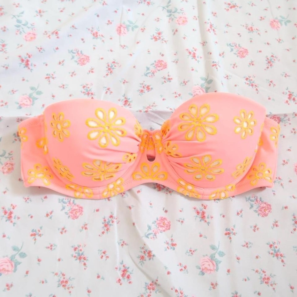 victorias secret floral bikini top strapless bandeau coquette y2k